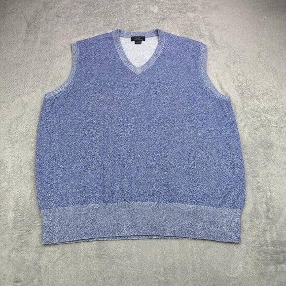 Brooks Brothers Sweater Vest Men Large Performance Blue Golf V Neck Sleeveless - Picture 1 of 9